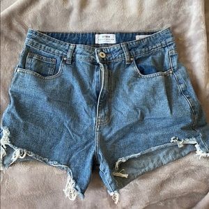 High rise denim mom shorts
